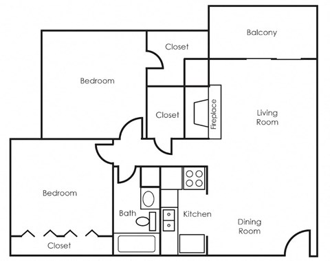 A black and white image of a house floor plan.